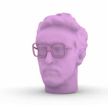 Render degli occhiali parametrici su una testa