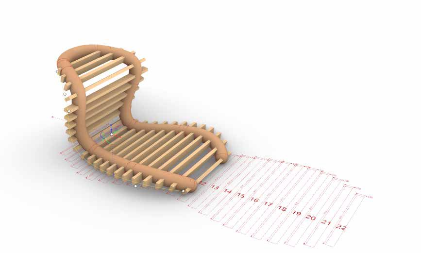 Sedia con listelli numerati per il taglio CNC